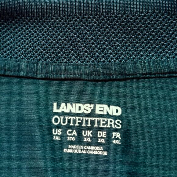 Lands End Outfitters Men's Short Sleeve Striped Green Teal Polo Shirt Size 3XL - Picture 6 of 8